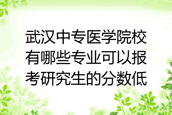 武汉中专医学院校有哪些专业可以报考研究生的分数低