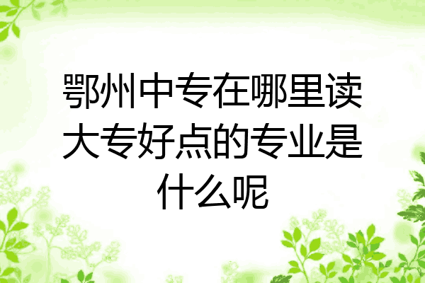 鄂州中专在哪里读大专好点的专业是什么呢