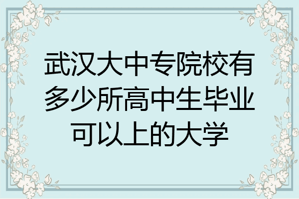 武汉大中专院校有多少所高中生毕业可以上的大学