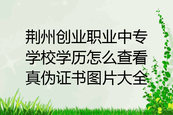 荆州创业职业中专学校学历怎么查看真伪证书图片大全