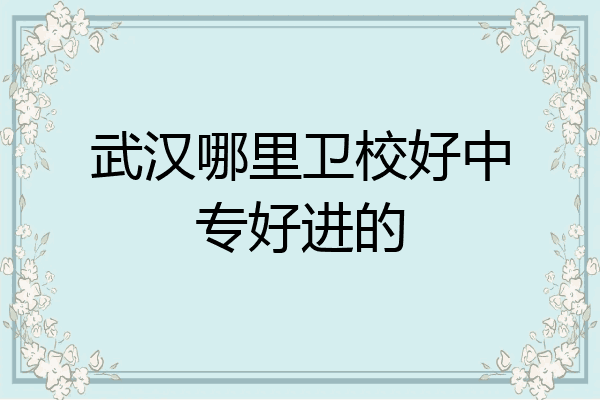 武汉哪里卫校好中专好进的