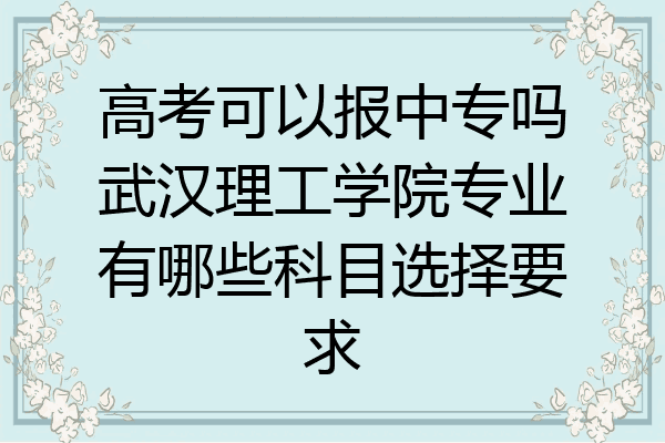 高考可以报中专吗武汉理工学院专业有哪些科目选择要求