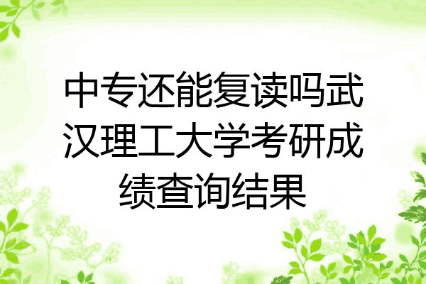 中专还能复读吗武汉理工大学考研成绩查询结果
