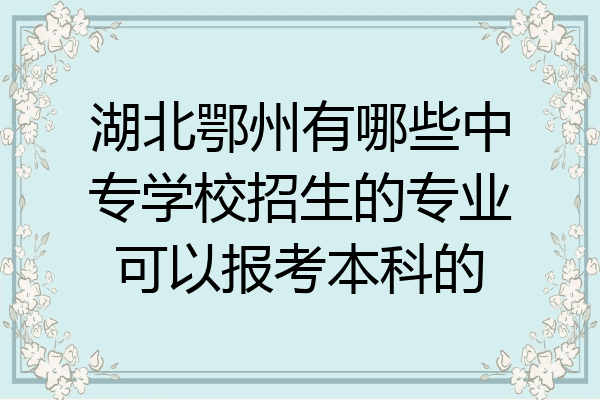 湖北鄂州有哪些中专学校招生的专业可以报考本科的