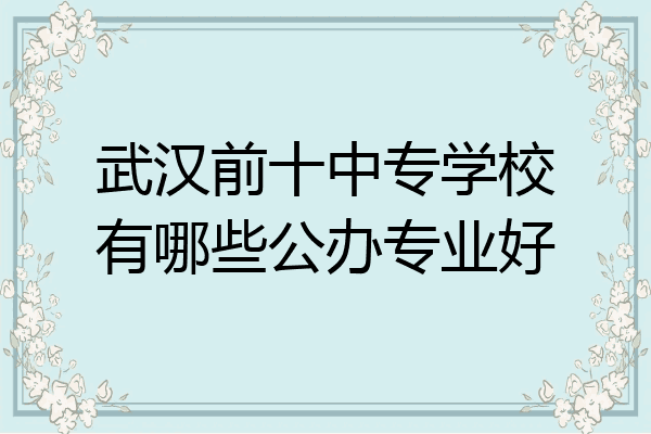 武汉前十中专学校有哪些公办专业好