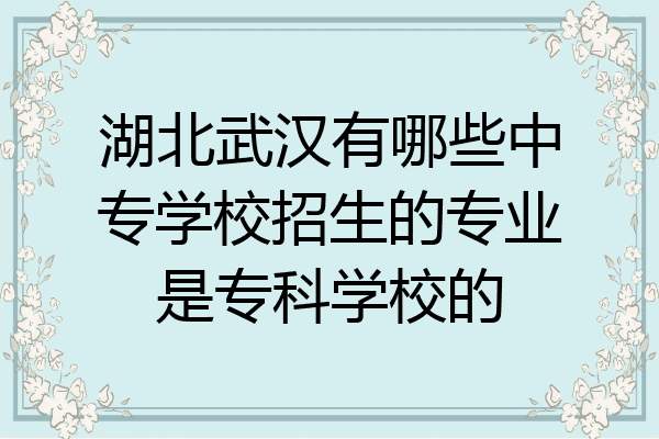 湖北武汉有哪些中专学校招生的专业是专科学校的