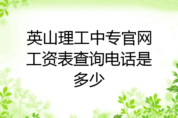 英山理工中专官网工资表查询电话是多少