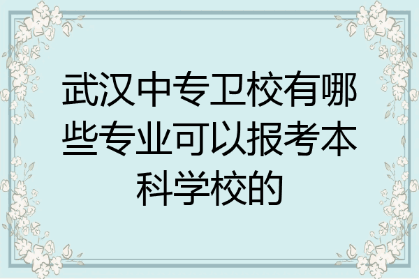 武汉中专卫校有哪些专业可以报考本科学校的
