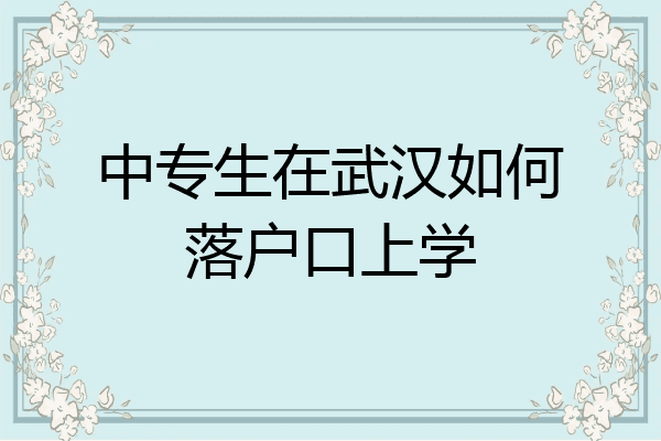 中专生在武汉如何落户口上学