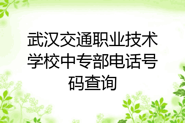 武汉交通职业技术学校中专部电话号码查询