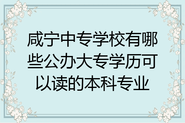 咸宁中专学校有哪些公办大专学历可以读的本科专业