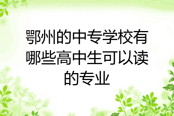 鄂州的中专学校有哪些高中生可以读的专业