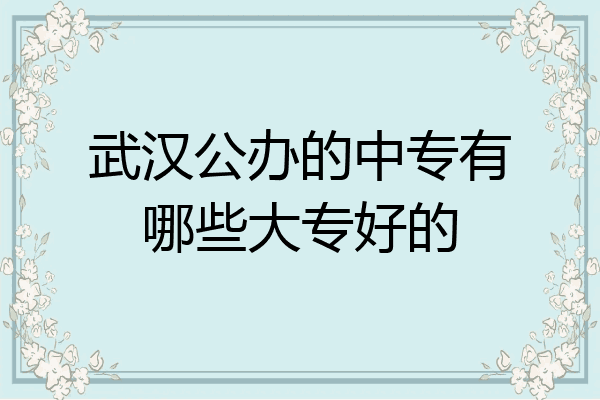 武汉公办的中专有哪些大专好的