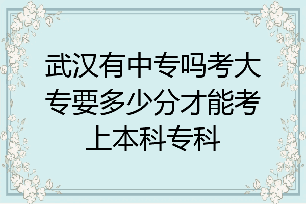 武汉有中专吗考大专要多少分才能考上本科专科