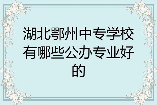 湖北鄂州中专学校有哪些公办专业好的