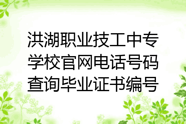 洪湖职业技工中专学校官网电话号码查询毕业证书编号