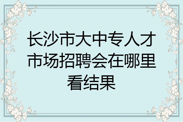 长沙市大中专人才市场招聘会在哪里看结果