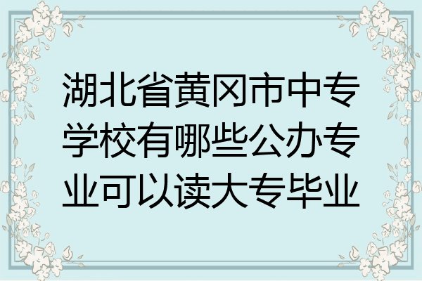湖北省黄冈市中专学校有哪些公办专业可以读大专毕业