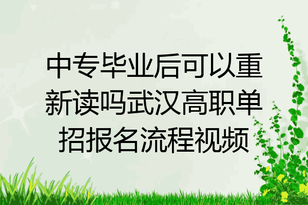中专毕业后可以重新读吗武汉高职单招报名流程视频