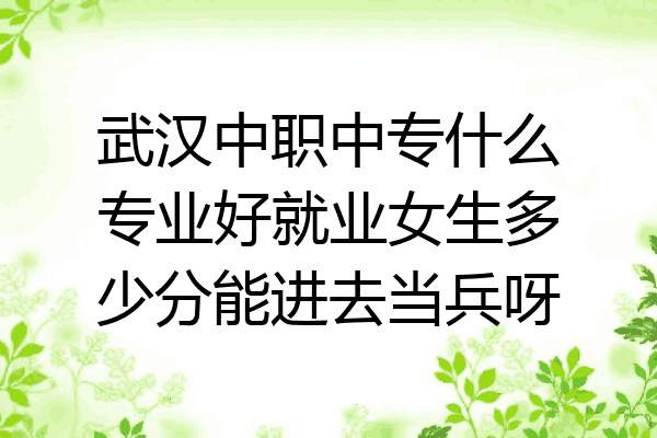 武汉中职中专什么专业好就业女生多少分能进去当兵呀