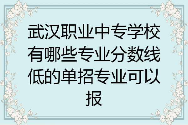 武汉职业中专学校有哪些专业分数线低的单招专业可以报