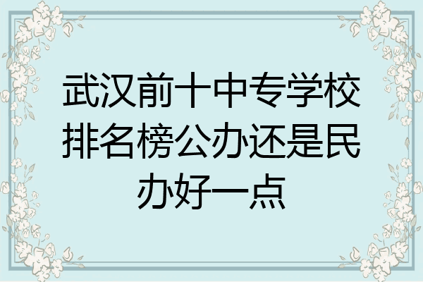 武汉前十中专学校排名榜公办还是民办好一点
