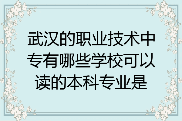 武汉的职业技术中专有哪些学校可以读的本科专业是