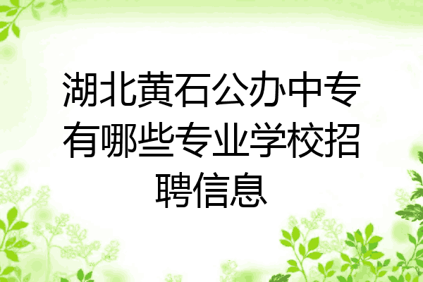 湖北黄石公办中专有哪些专业学校招聘信息