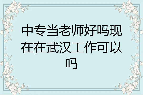 中专当老师好吗现在在武汉工作可以吗