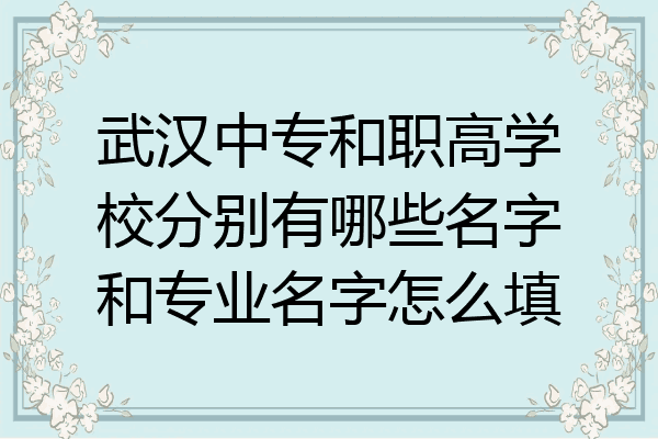 武汉中专和职高学校分别有哪些名字和专业名字怎么填