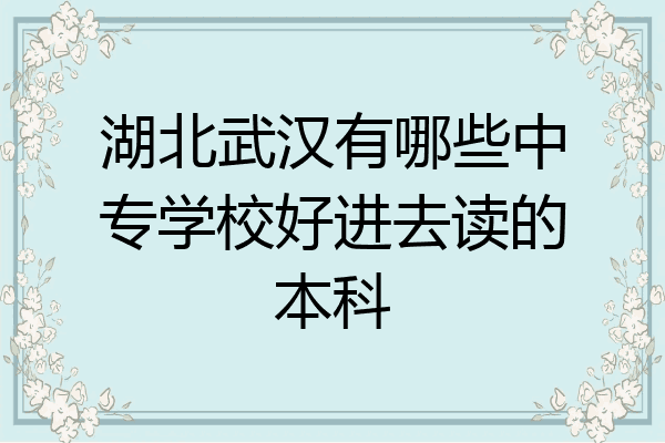 湖北武汉有哪些中专学校好进去读的本科