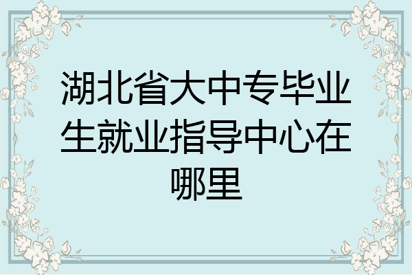 湖北省大中专毕业生就业指导中心在哪里