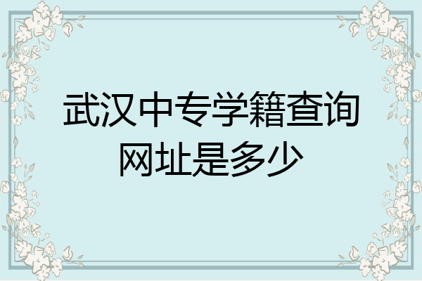 武汉中专学籍查询网址是多少