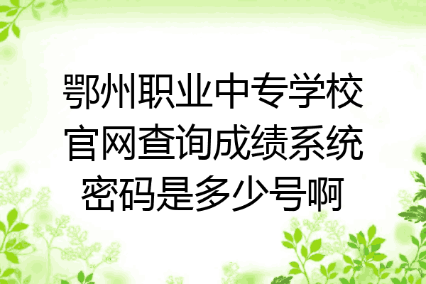 鄂州职业中专学校官网查询成绩系统密码是多少号啊