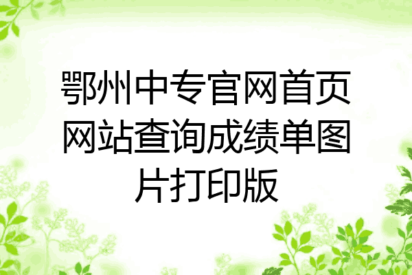 鄂州中专官网首页网站查询成绩单图片打印版