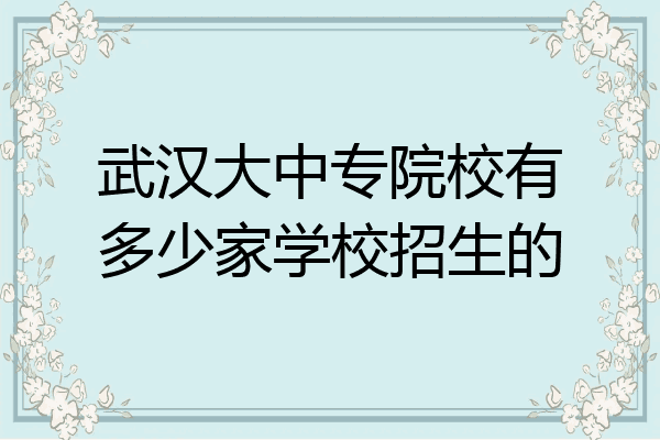 武汉大中专院校有多少家学校招生的