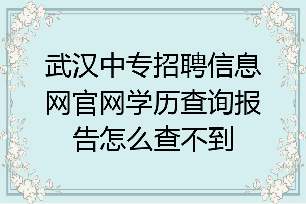 武汉中专招聘信息网官网学历查询报告怎么查不到