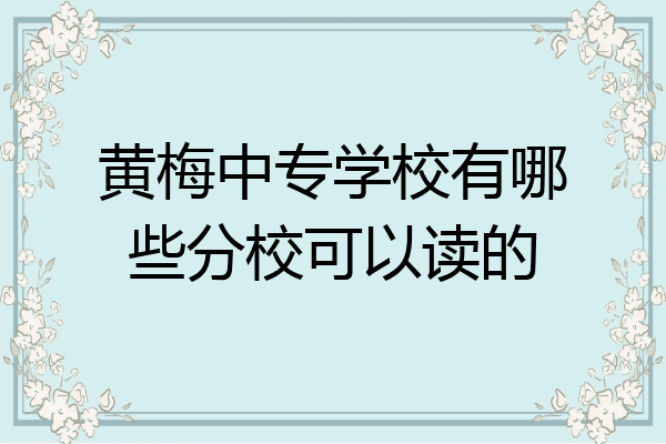 黄梅中专学校有哪些分校可以读的