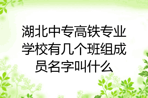 湖北中专高铁专业学校有几个班组成员名字叫什么