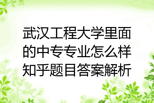 武汉工程大学里面的中专专业怎么样知乎题目答案解析