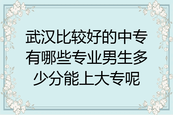 武汉比较好的中专有哪些专业男生多少分能上大专呢