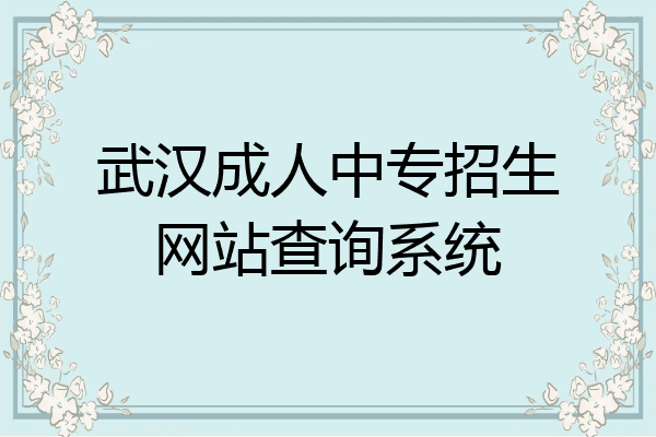 武汉成人中专招生网站查询系统