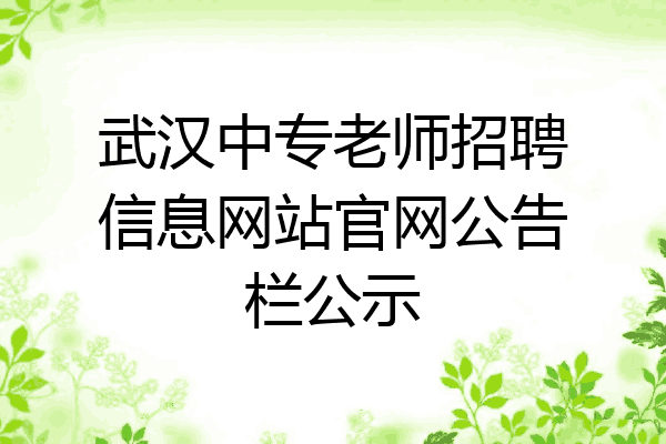 武汉中专老师招聘信息网站官网公告栏公示