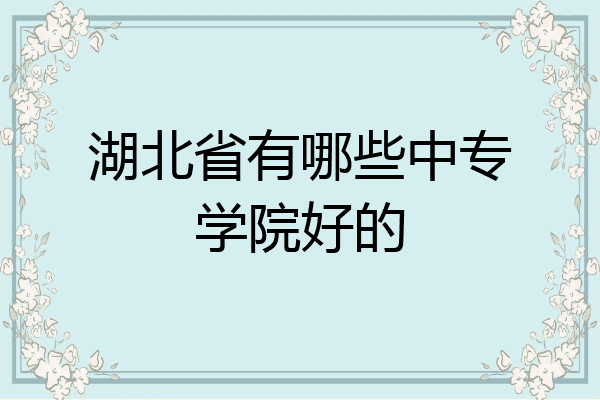 湖北省有哪些中专学院好的
