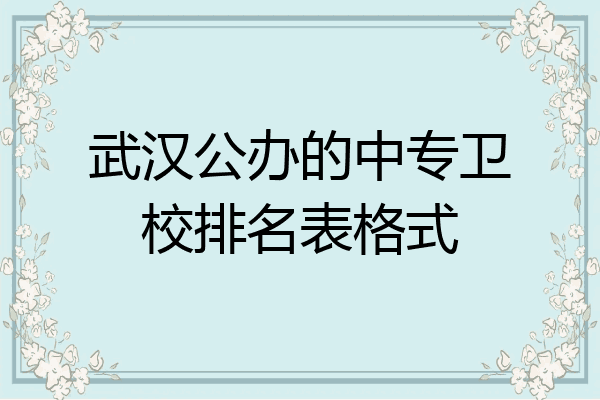 武汉公办的中专卫校排名表格式