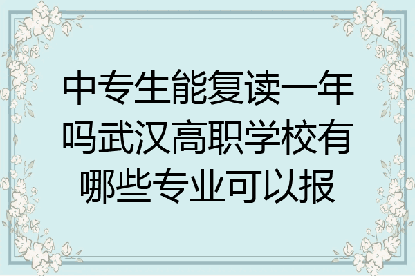 中专生能复读一年吗武汉高职学校有哪些专业可以报
