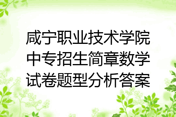 咸宁职业技术学院中专招生简章数学试卷题型分析答案