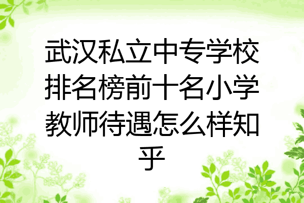 武汉私立中专学校排名榜前十名小学教师待遇怎么样知乎
