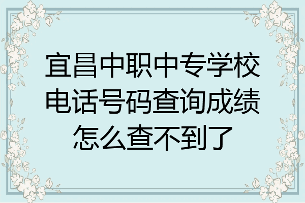宜昌中职中专学校电话号码查询成绩怎么查不到了