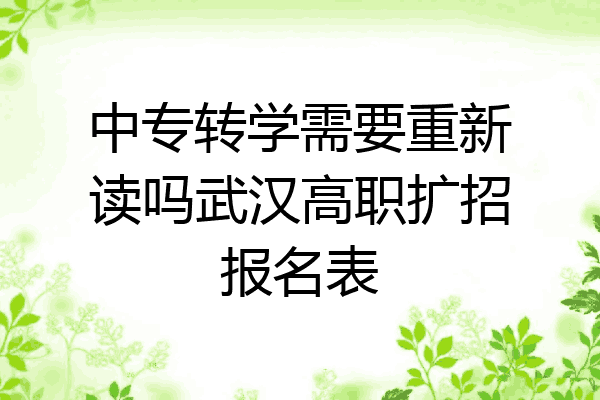 中专转学需要重新读吗武汉高职扩招报名表